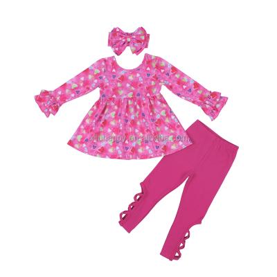 China Wholesale Eco-Friendly Printed Floral Long Sleeves Kids Clothes Sets Baby Kids Girls Outfits for sale