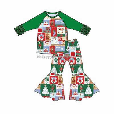 China Printed Casual Children's Christmas Design Girl's Clothing Set Toddler Clothes Set For Girls for sale