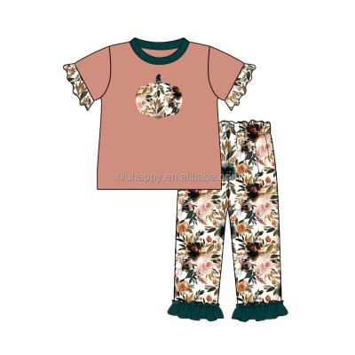 China Milk Silk Autumn Soft Fashion Printed Casual Hot Selling Boutique Babies Clothes Set for sale