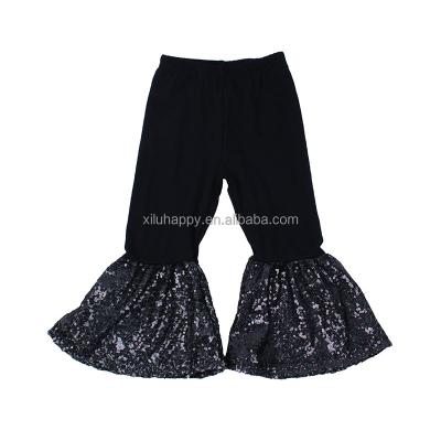 China Autumn Pop Black Solid Flared Warm Breathable Pants Baby Comfort Sequined Pants for sale