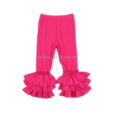 China Hot Sale Anti-Wrinkle Candy Color Baby Girl Pants Fashion Baby Lcing Leggings Long Girls Ruffle Pants Sets for sale