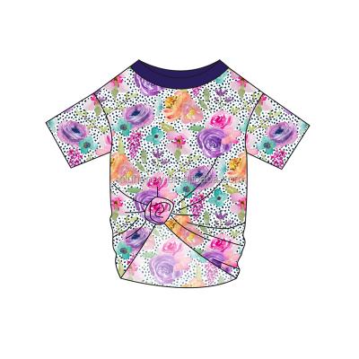 China All-match T-shirt causal best-selling girls wear short sleeve fashion flowers printing baby slim tops for sale