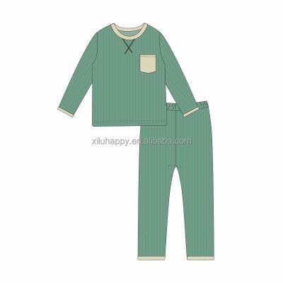 China Hot-selling children's autumn and winter pure color casual style pajamas simple long-sleeved breathable set for sale