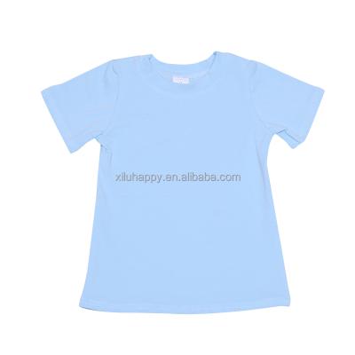 China Anti-wrinkle summer boutique baby T-shirt light blue solid T-shirt short sleeve children's T-shirt for sale