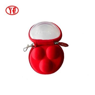 China Eva Molded Round Shape Luxury Red EVA Golf Ball Bag Hard Protective Case for sale