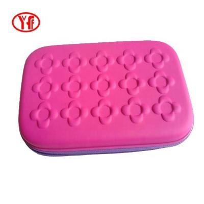 China Schools & Leather Shell Pink Color Professional Office Pen Hard Case Pen Case With Elastic Band for sale