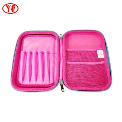 China Schools & Offices OEM Colored Pencil Carry Case Blue PU EVA Pencil Case For Teenagers for sale