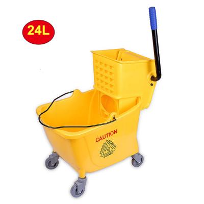 China Sustainable 24L Broom Squeezer With Wheels Wipe Small Balde Broom Bucket With Wringer for sale