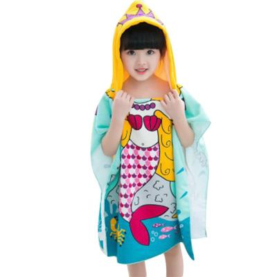 China QUICK DRY Hooded Microfiber Beach Towel Poncho Kids for sale