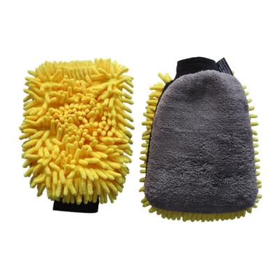 China Gray Waterproof Microfiber Chenille Wash Mitt Microfiber Glove Car Wash Gloves for sale