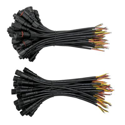 China ETOP Outdoor 3 Core BLACK Waterproof Pigtail Male/Female 30cm Long Each Wire 18AWG With RAYWU/XCONNECT Connector for sale