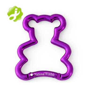 China Customized Aluminum Bear Shape Carabiner Locking Key Chain With Custom Laser Logo for sale