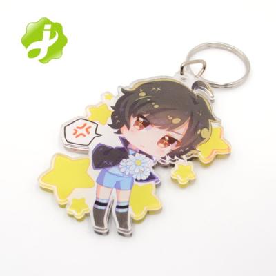 China Custom Customized Double Printing Plastic Acrylic Charm Key Chain for sale