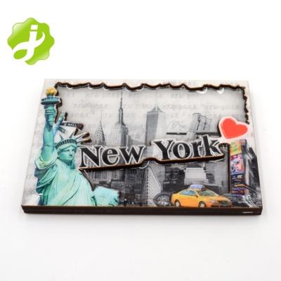 China Shape New York Decorative Wooden Fridge Magnet For Souvenir for sale