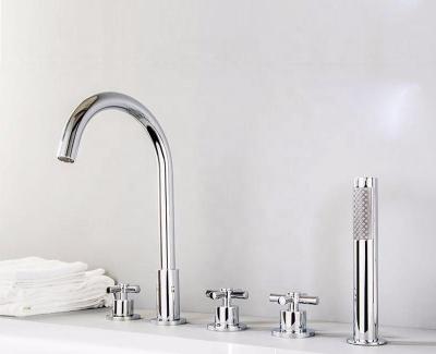 China Without Slide Bar Tub Mount 5 PCS Bath Faucet European Bathroom Bathtub Mixer Tap for sale