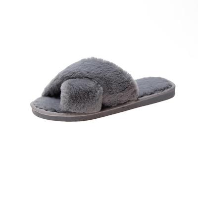 China Fashion Trend Lady and Furry Warm Women Slippers Flats Rubber Sole Non Slip Soft Comfortable Indoor and Outdoor Slippers for sale