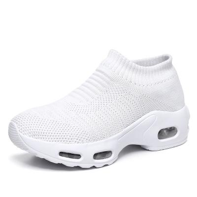 China Fashion Trend Women Knitting Breathable Sole Height Increase Cushion Air Shoes Comfortable Sports Outdoor Walking Shoes for sale