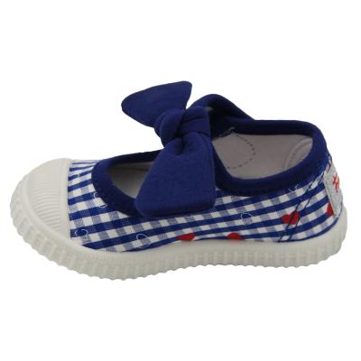 China Cute Flat Bowknot Decoration Kids_Canvas_Shoes Flat Hook And Loop Kids Cool Sneakers for sale