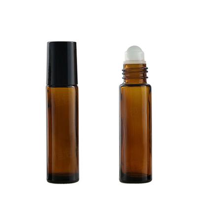 China Cosmetic Perfume Roller Bottle 10ml Eye Cream Massage Roller Glass Bottle Amber Glass Bottle for sale