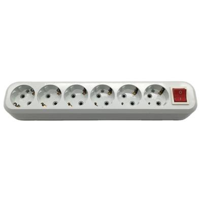 China german type 6 way schuko extension sockets, 6 outlet power strip, 6 way GS triple socket triple socket CE socket with wire for sale