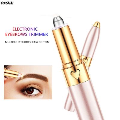 China Round 18k Gold Plated Gold Plated No Mini Electric Eyebrow Trimmer For Cutting Painless Rechargeable Attractive Eyebrow for sale