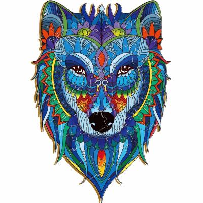 China China Wolf Wooden Puzzle Pieces wooden puzzles for adults and children puzzle games unique shape 52 for sale