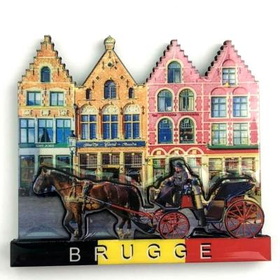 China Shape Customized MDF Wooden Fridge Magnet Gift Belgium Souvenir Tourist Magnets for sale