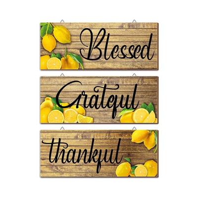 China Lemon Wall Decor Grateful Thankful Blessed Wall Art Signs lemon kitchen decor for sale