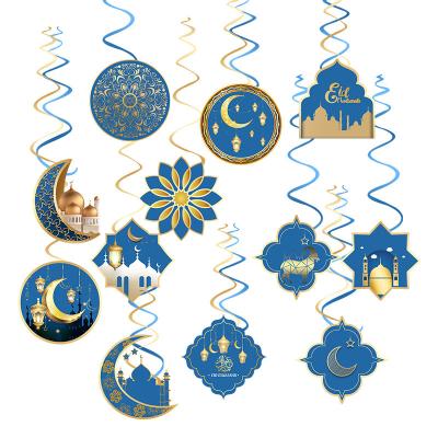 China Eid Mubarak Hanging Swirl Decorations Happy Eid Ceiling Streamers for Eid Party Supplies Ramadan Decor for sale