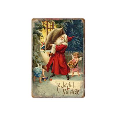 China Retro Metal Vintage Tin Sign Merry Christmas Sign for Plaque Poster Cafe Wall Art Gift metal christmas sign for sale