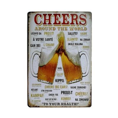 China Tin Signs Wall Plaque Poster Cafe Bar Wall Home Decor Plaque Retro Vintage Metal Pub Beer Club Folk Art Flower 4 Color Iron for sale