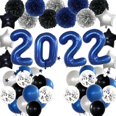 China Wholesale New Years Eve Party Supplies 2022 Foil Balloons Pompoms Class of 2022 Decorations for sale