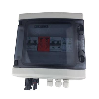 China 16A IP65 550V DC Solar PV Array Strings Combiner Box with AC Surge Protector and AC Circuit Breaker. for sale