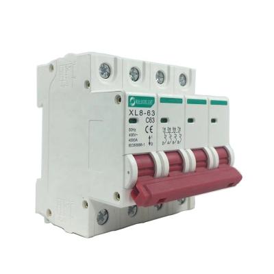 China DC 1000V 6KA 10A 16A 20A 25A 32A 40A 50A 63A MCB XL8-63 4P Miniature Circuit Breaker XL8-63 for sale