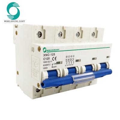 China XNC-125C125 Solar PV System 1000V DC 80A 100A 125A 4p circuit-breaking on pole mcb / mcb 4pole mini circuit breaker for sale