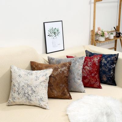 China Wholesale Custom Made Soft Sofa Luxury Velvet Cushion Cover Gold Bronzing Sofa Cushion Cover Replacement for sale