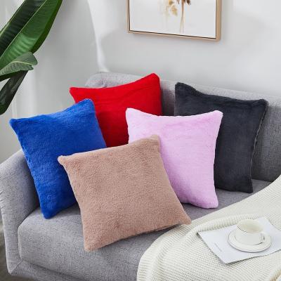 China Viable Home Decor Pillow Covers Double Side Cover Shaggy Cushion Cover Pillow Case Luxury Faux Rabbit Fur Cushion for sale