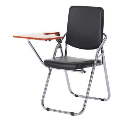 China Simple Design Foldable Leather PU Computer Folding Chair For Room Exercising Chair With Notepad for sale