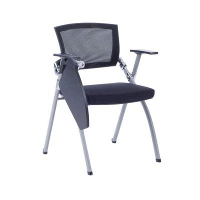 China 2020 Foldable New Office Folding Black Padded Mesh Training Chairs With Notepad for sale