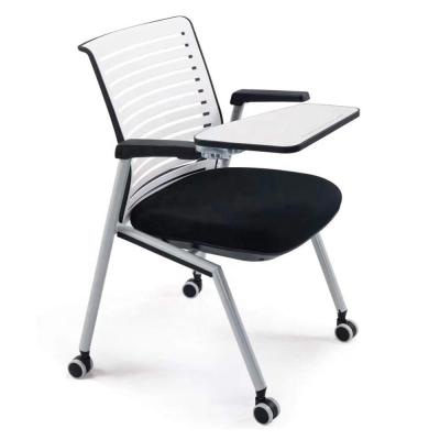 China Foldable Multifunctional Dismountable Conference Office Training Chair With Wheels With Writing Board for sale