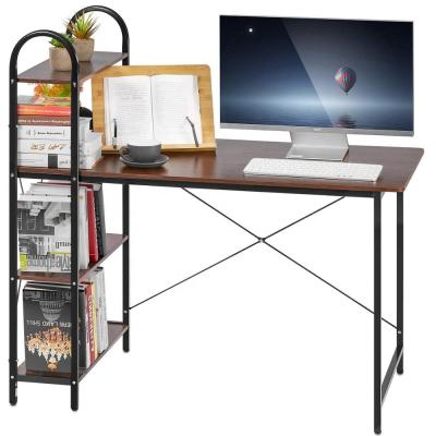 China Eco - Friendly MDF Table Top Steel Frame Computer Desk Table With 4 Tier Shelves for sale