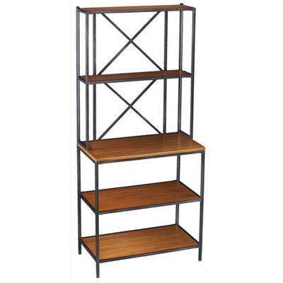 China Durable Matte Black Frame Kitchen Shelf Rack 5 Shelf Bakers Rack for sale