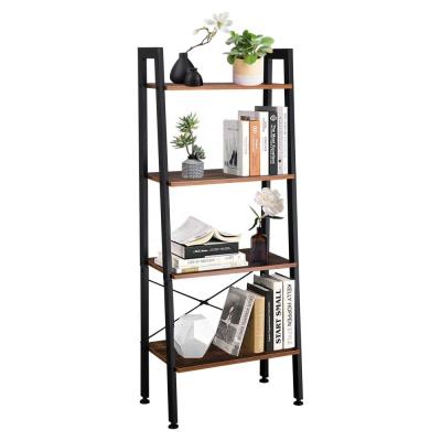 China Eco-friendly Industrial 4 Tiers Ladder Shelf MDF Tree Shelf Storage Rack Shelves for sale