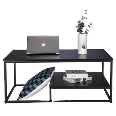 China Eco-friendly Modern Living Room Side Coffee Table Wood Table Designs With Storage Shelf for sale