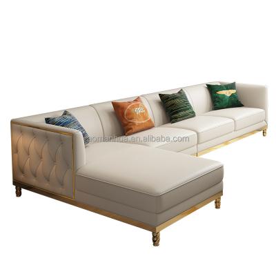 China Modern Antique Sofa Set Multi Size Gold Modular Legs Sofas Deep Sitting Living Room Couch With Pillow for sale