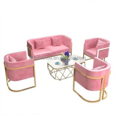 China Modern Luxury Sewing Metal Frame Living Room Set Sofa Set For Beauty Salon U Shape Tub Lounge Suite With Pillow for sale