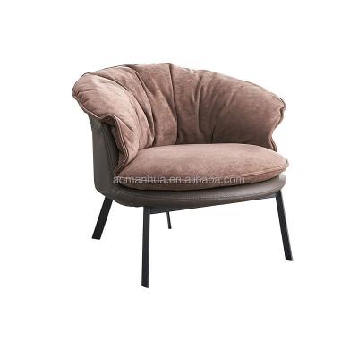 China Simple Round Chair Sofa Chair For Beauty Modern Metal Comfortable Legs Accent Chair Leisure Cushion Indoor Living Room for sale