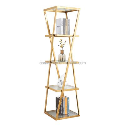 China Living Room Metal Frame Tiered Flower Stand Best Selling Storage Organizer Display Rack Large Capacity Plant Glass Top Shelf for sale