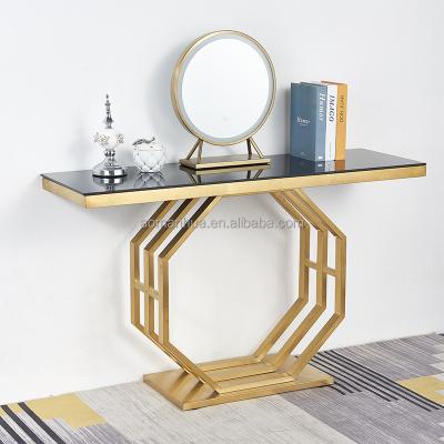 China Modern Living Room Decorate Porch Step Console Table Marble Hallway Table Stainless Steel Hall Table Light Luxury Style for sale