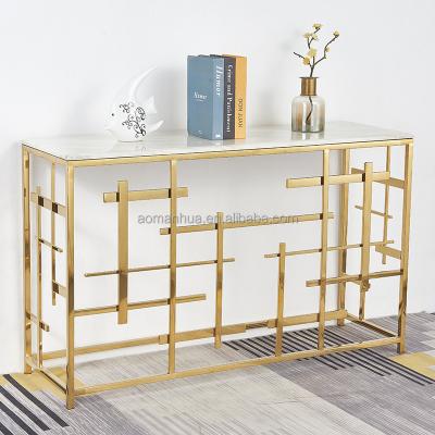 China Rectangle Modern Modern Console Table Factory Price Covered Furniture Stainless Steel Living Room Marble Home Furniture for sale